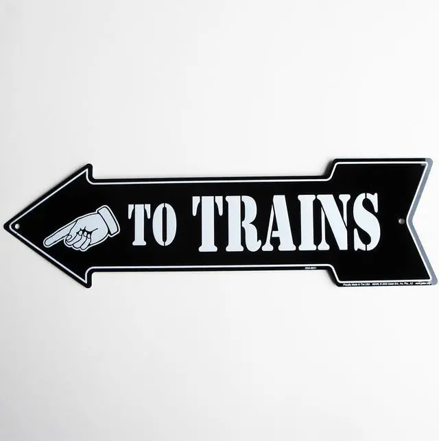 Main image of TO TRAINS Arrow - tin metal train sign