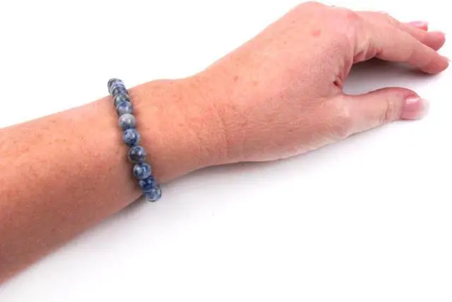 Alt view image 2 of 6 - Treasure Gurus Natural Sodalite Gemstone Beaded Throat Chakra Bracelet Reiki Stone Holistic Jewelry