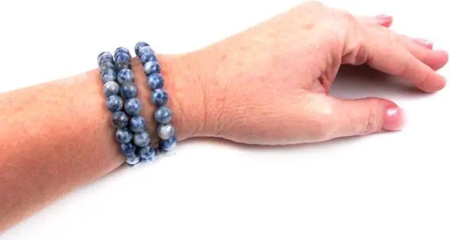 Alt view image 5 of 6 - Treasure Gurus Natural Sodalite Gemstone Beaded Throat Chakra Bracelet Reiki Stone Holistic Jewelry