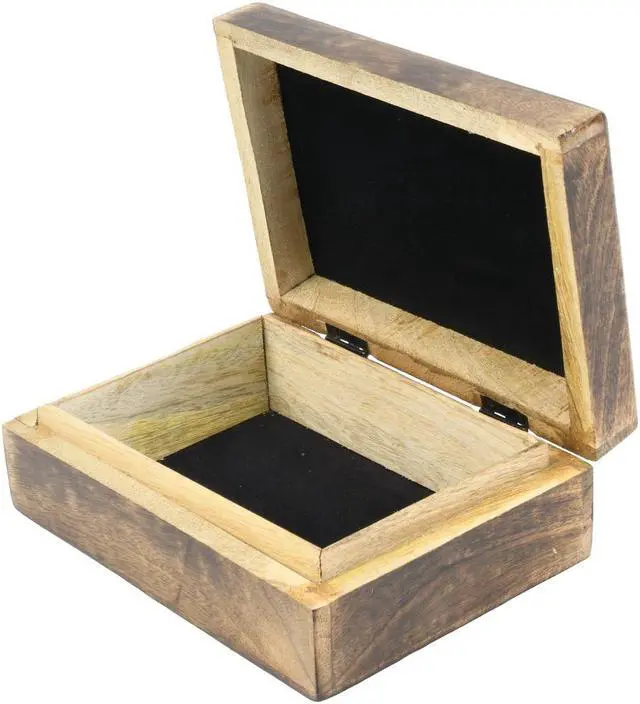 Alt view image 4 of 6 - Wooden Pentagram Keepsake Box Decorative Card Storage Wiccan Pentacle Treasure Chest