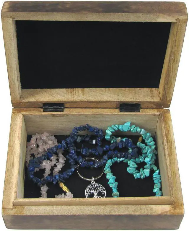 Alt view image 6 of 6 - Wooden Pentagram Keepsake Box Decorative Card Storage Wiccan Pentacle Treasure Chest
