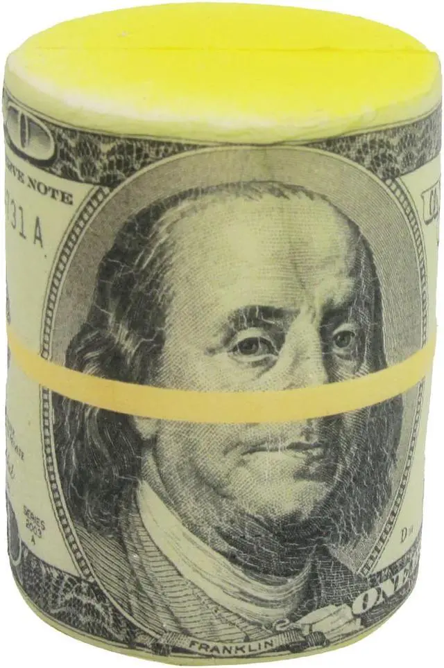 Alt view image 4 of 7 - Treasure Gurus Fake $100 Dollar Bill Roll Squish Stress Ball Anxiety Relief Foam Money Squeeze Toy
