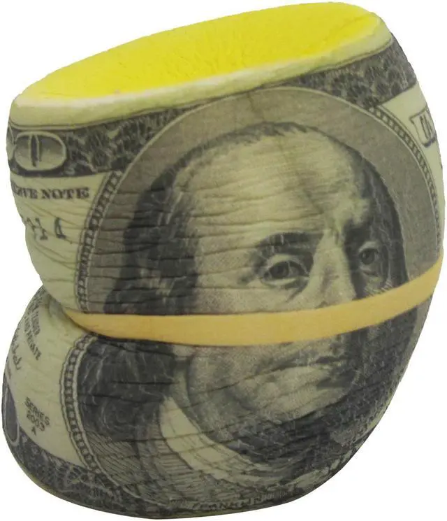 Alt view image 3 of 7 - Treasure Gurus Fake $100 Dollar Bill Roll Squish Stress Ball Anxiety Relief Foam Money Squeeze Toy