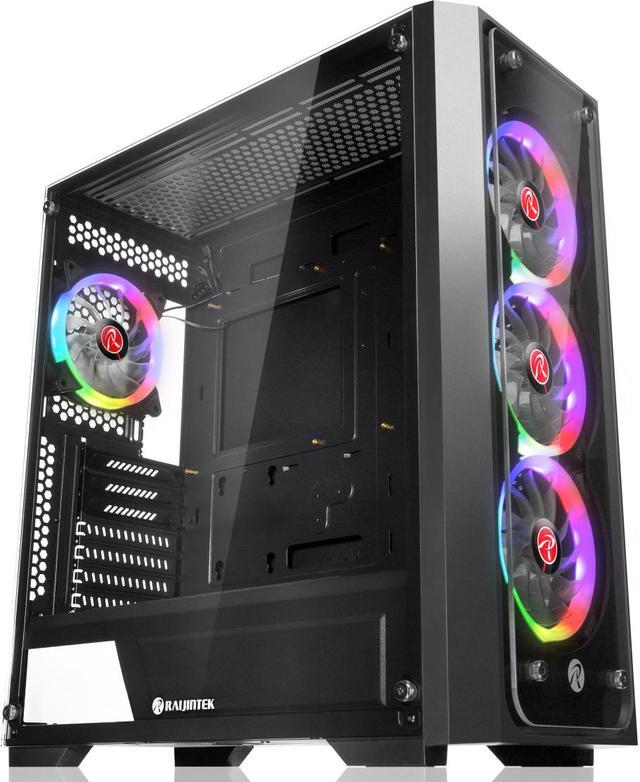 Main image of RAIJINTEK PONOS TG4, a Mid-Tower Case w/ Tempered Glass (Front & Side), EEB M/B, comes with 4pcs 12025 ARGB fans, compatible with Max. 390mm VGA Card, Max. 5×2.5"HDD, USB3.0 and Magnetic Dust Filters