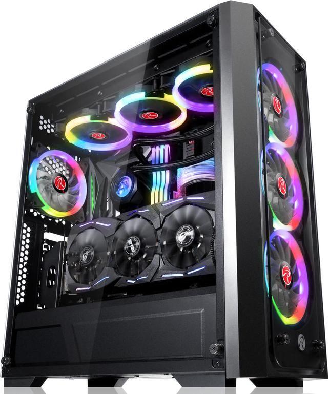 Alt view image 3 of 6 - RAIJINTEK PONOS TG4, a Mid-Tower Case w/ Tempered Glass (Front & Side), EEB M/B, comes with 4pcs 12025 ARGB fans, compatible with Max. 390mm VGA Card, Max. 5×2.5"HDD, USB3.0 and Magnetic Dust Filters