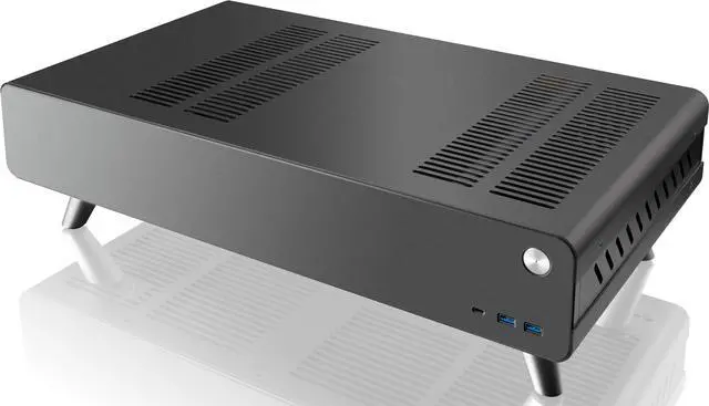 Alt view image 4 of 7 - RAIJINTEK PAN SLIM BLACK, a slim Alumium HTPC case, supports up to Mini-ITX M/B, 240mm AIO water-cooling , 4*12025 fan at bottom, 340mm length VGA card, SFX PSU compatibility, 4*2.5HDD + 2*3.5HDD.