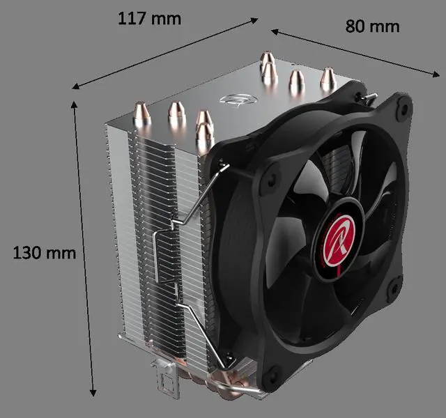 Alt view image 4 of 7 - RAIJINTEK AIDOS II, a high performing, stable and superb quality air cooler, TDP 140W, with 4* 6mm heat-pipes, a 10025 PWM fan, Friendly installation, Compatible with INTEL and AMD CPU at market.