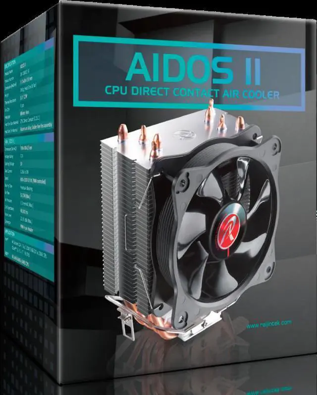 Alt view image 7 of 7 - RAIJINTEK AIDOS II, a high performing, stable and superb quality air cooler, TDP 140W, with 4* 6mm heat-pipes, a 10025 PWM fan, Friendly installation, Compatible with INTEL and AMD CPU at market.