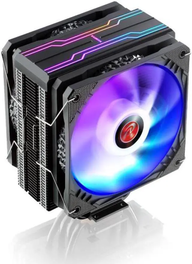 RAIJINTEK ELEOS 12 Duo RBW CPU エアクーラー デュアル120mm PWMファン 銅直接接触ヒートパイプ4本 5V アドレス可能なRGBライト Intel/AMD Ryzenソケット用 LGA RAIJINTEK