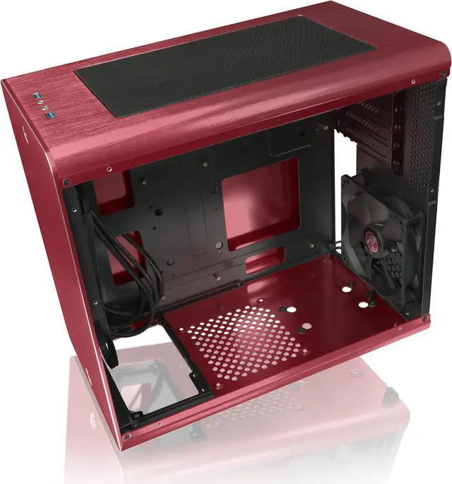 Alt view image 4 of 7 - RAIJINTEK STYX Classic, an Alu Micro-ATX case, Compatible with regular ATX Power Supply, Max. 280mm VGA Card, 180mm CPU Cooler, 240mm Radiator Cooling On Top, a Drive Bay For Slim DVD On Side - Red