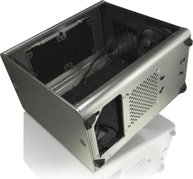 Alt view image 6 of 7 - RAIJINTEK STYX Classic, an Alu Micro-ATX case, Compatible with regular ATX Power Supply, Max. 280mm VGA Card, 180mm CPU Cooler, 240mm Radiator Cooling On Top, a Drive Bay For Slim DVD On Side - Silver