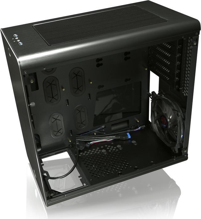 Alt view image 5 of 8 - RAIJINTEK THETIS BLACK WINDOW, an Alu. ATX case, supports max. 280mm VGA card, 170mm height CPU coolers, 4x HDDs ,240mm radiator on top, 1x 12025 LED fan pre-installed, 3mm tempered glass side panel