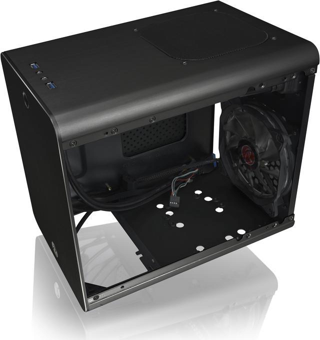 RAIJINTEK METIS PLUS BLACK, a Alu. M-ITX Case, is with one 12025 LED fan at  rear, USB 3.0* 2, Ventilate holes at top, Compatible with Standard ATX 