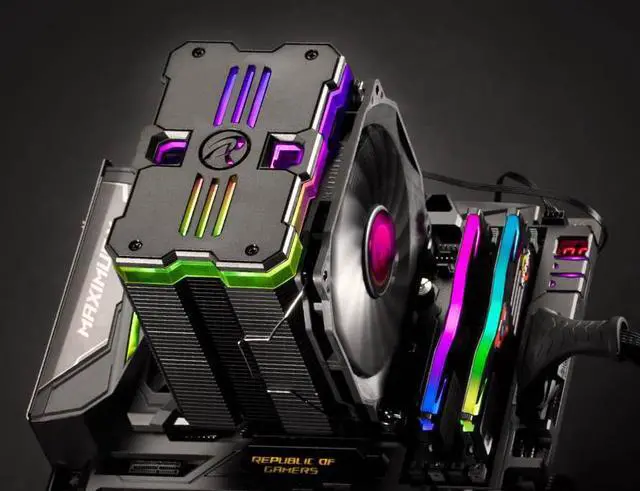 Alt view image 7 of 7 - MYA RBW, CPU cooler with Addressable LED panel, 6*6mm heat-pipe, 12013 PWM fan, Innovation Fin Design for Max. Efficiency and Heat Dissipation, and multiple mounting kits, MYA RBW is your best choice