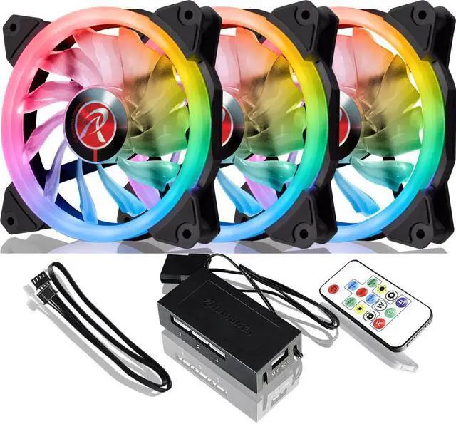Alt view image 2 of 7 - IRIS 12 RBW ADD-3, Addressable RGB - 3pack, 12025 PWM fan, with 8port control hub, Remote controller & Connecting M/B cable, compatible with ASUS/MSI 5V ADD header