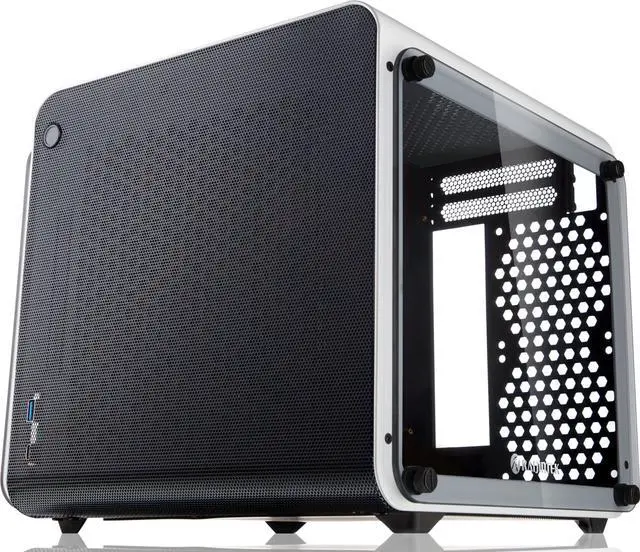 Alt view image 2 of 7 - METIS EVO WHITE TGS, an Alu. ITX case with tempered glass, is designed to fulfill the smallest case built with ultra high air flow to solve all thermal issue of SFF chassis, 200mm fan option at front.