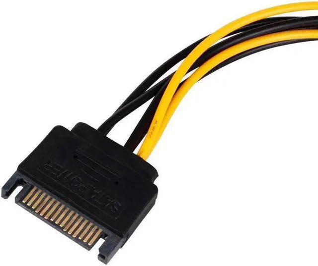 Alt view image 5 of 6 - SATA 15 pin to 6 Pin Power Cable 3-Pack 15 pin SATA to 6 pin pci Express power Adapter cable - 8 Inch