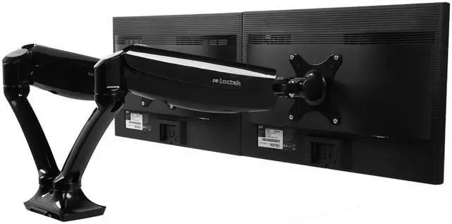 Alt view image 4 of 16 - Loctek Heavier-duty Bearing up to 22lbs for each LCD Monitor Desk Mount Heavy Duty Fully Adjustable with Gas Spring Technology Fits 2 /Two Screens up to 27" D5DH