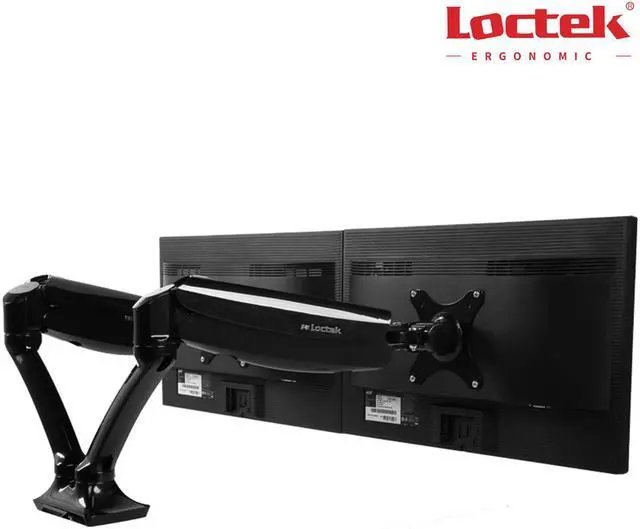Main image of Loctek Heavier-duty Bearing up to 22lbs for each LCD Monitor Desk Mount Heavy Duty Fully Adjustable with Gas Spring Technology Fits 2 /Two Screens up to 27" D5DH