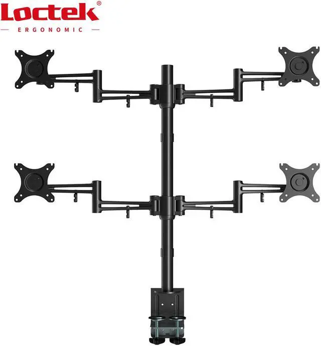 Main image of Loctek D2Q Full Motion Quad Monitor Arm Desk Mount Stands Fits Most 10-27 inches Computer Monitor ,Clamping Supports 22 lbs per arm