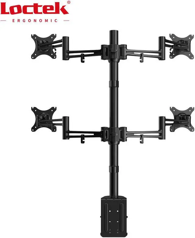 Alt view image 2 of 8 - Loctek D2Q Full Motion Quad Monitor Arm Desk Mount Stands Fits Most 10-27 inches Computer Monitor ,Clamping Supports 22 lbs per arm