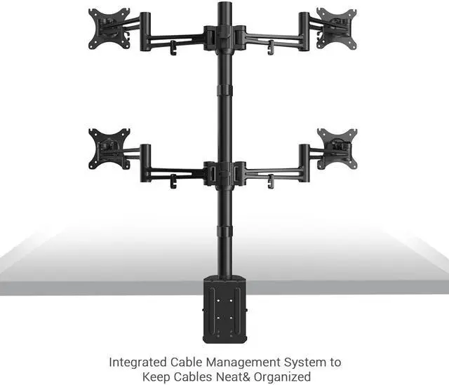 Alt view image 4 of 8 - Loctek D2Q Full Motion Quad Monitor Arm Desk Mount Stands Fits Most 10-27 inches Computer Monitor ,Clamping Supports 22 lbs per arm