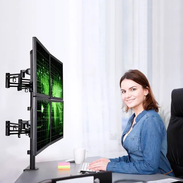 Alt view image 6 of 8 - Loctek D2Q Full Motion Quad Monitor Arm Desk Mount Stands Fits Most 10-27 inches Computer Monitor ,Clamping Supports 22 lbs per arm