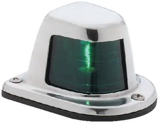 Alt view image 2 of 10 - Attwood 1-Mile Deck Mount, Green Sidelight - 12V - Stainless Steel Housing