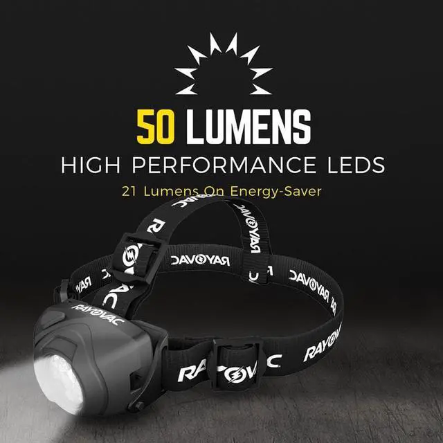 Alt view image 5 of 11 - RAYOVAC DIYHL3AAA-BTA Led Headlamp,w/ Cloth Straps