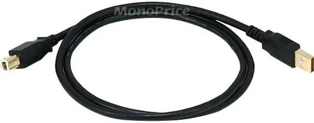 Alt view image 4 of 9 - Monoprice USB 2.0 Cable - 3 Feet - Black | USB Type-A Male to USB Type-B Male, 28/24AWG, Gold Plated