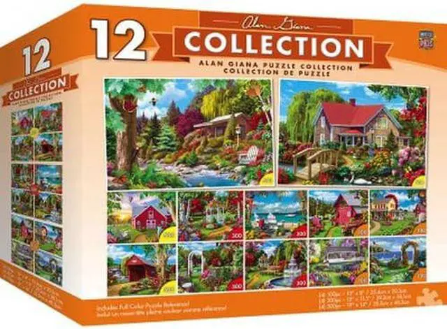 Alt view image 6 of 6 - MasterPieces Alan Giana Collection Bundle, Jigsaw Puzzle, Featuring Garden & Country Scenes, 12-Pack, 100, 300, & 500 Pieces
