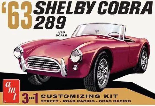 Alt view image 2 of 13 - Skill 2 Model Kit 1963 Shelby Cobra 289 3 in 1 Kit 1/25 Scale Model by AMT