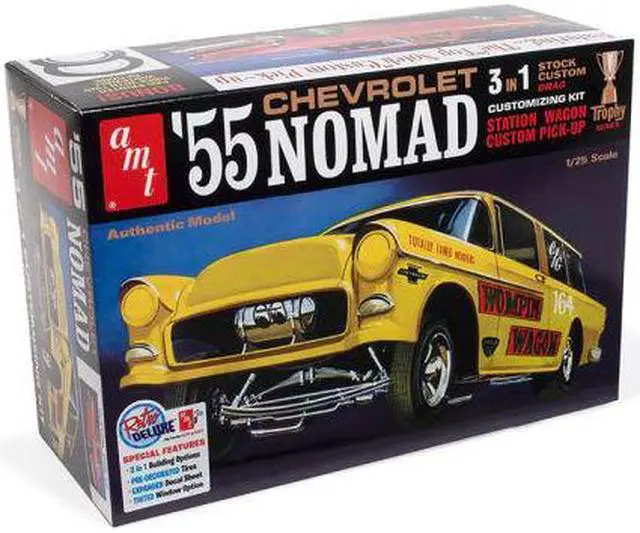 Alt view image 4 of 7 - Skill 2 Model Kit 1955 Chevrolet Nomad 3-In-1 Kit "Trophy Series" 1/25 Scale Model By Amt