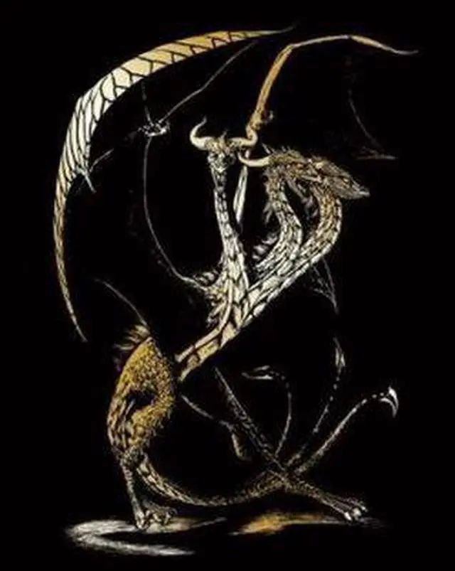 Alt view image 4 of 7 - Gold Foil Engraving Art Kit 8"X10"-3 Headed Dragon