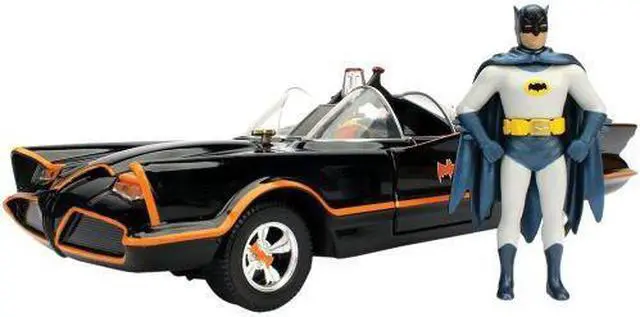 Alt view image 4 of 11 - 1966 Classic TV Series Batmobile with Diecast Batman and Plastic Robin in the car 1/24 Diecast Model Car by Jada