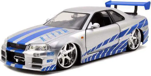 Alt view image 4 of 6 - Jada Toys Fast & Furious 1:24 Diecast - 2002 Nissan Skyline GT-R R34 - Blue