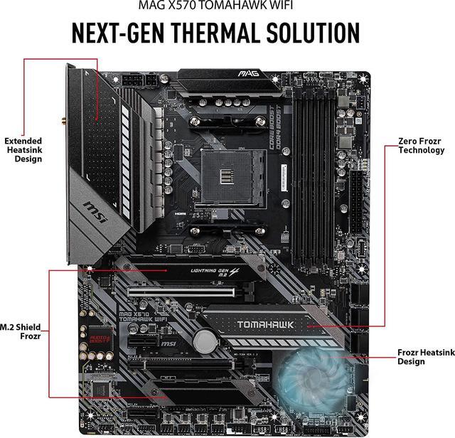 Alt view image 4 of 8 - MSI MAG X570 TOMAHAWK WIFI AM4 AMD X570 ATX AMD Motherboard