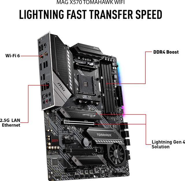 Alt view image 8 of 8 - MSI MAG X570 TOMAHAWK WIFI AM4 AMD X570 ATX AMD Motherboard