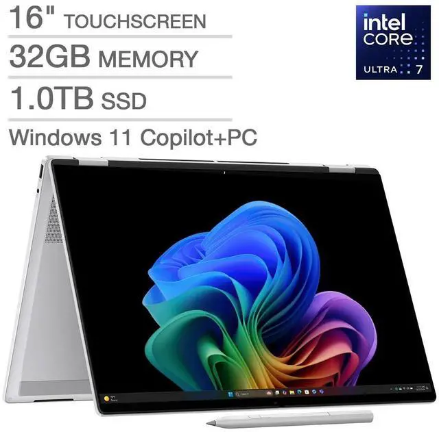 Main image of HP Omnibook 7 Flip 2-in-1 Newest Gen Laptop: Intel Core Ultra 7 258V Processor, 16" 3K OLED Touchscreen Display, 32GB DDR5 RAM, 1TB SSD, HP Pen Included, Windows 11