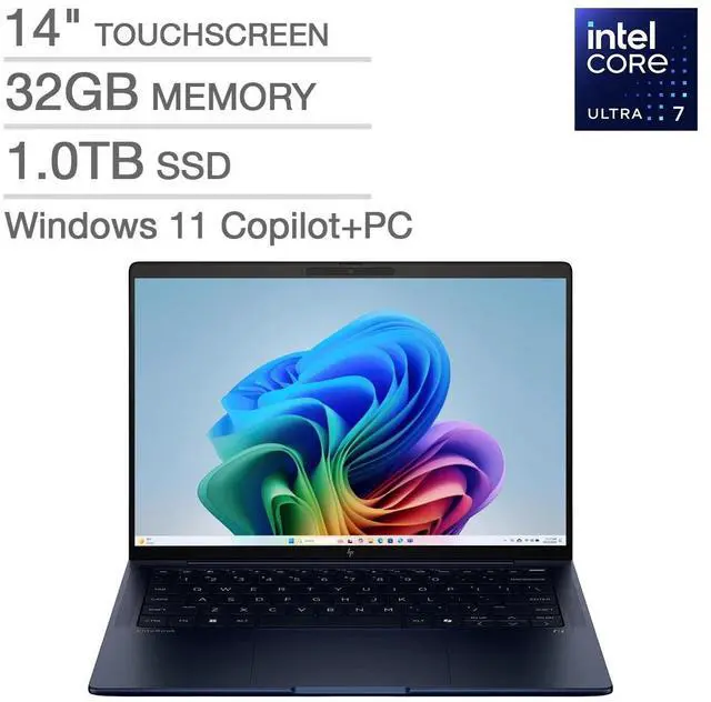 Main image of HP EliteBook X G1i 14" AI Laptop: Intel Core Ultra 7 258V, 32GB DDR5 RAM, 1TB SSD, 14" Full HD+ Touchscreen Display, Backlit Keyboard, Windows 11