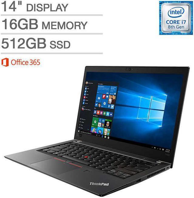 Lenovo ThinkPad T480S Laptop: Core i7-8550U, 16GB RAM, 512GB SSD, 14