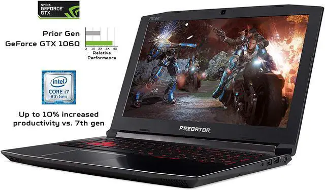 Alt view image 4 of 16 - Acer Predator Helios 300 Gaming Laptop, 15.6" Full HD IPS Display w/ 144Hz Refresh Rate, Intel 6-Core i7-8750H, GeForce GTX 1060 6GB Overclockable Notebook, 16GB DDR4, 256GB NVMe SSD, PH315-51-78NP