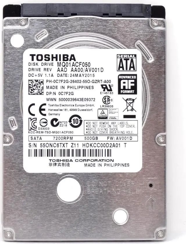 Alt view image 4 of 5 - C7F2G Dell 500GB 7.2K 6Gbps SATA 2.5'' Laptop Hard Disk Drive