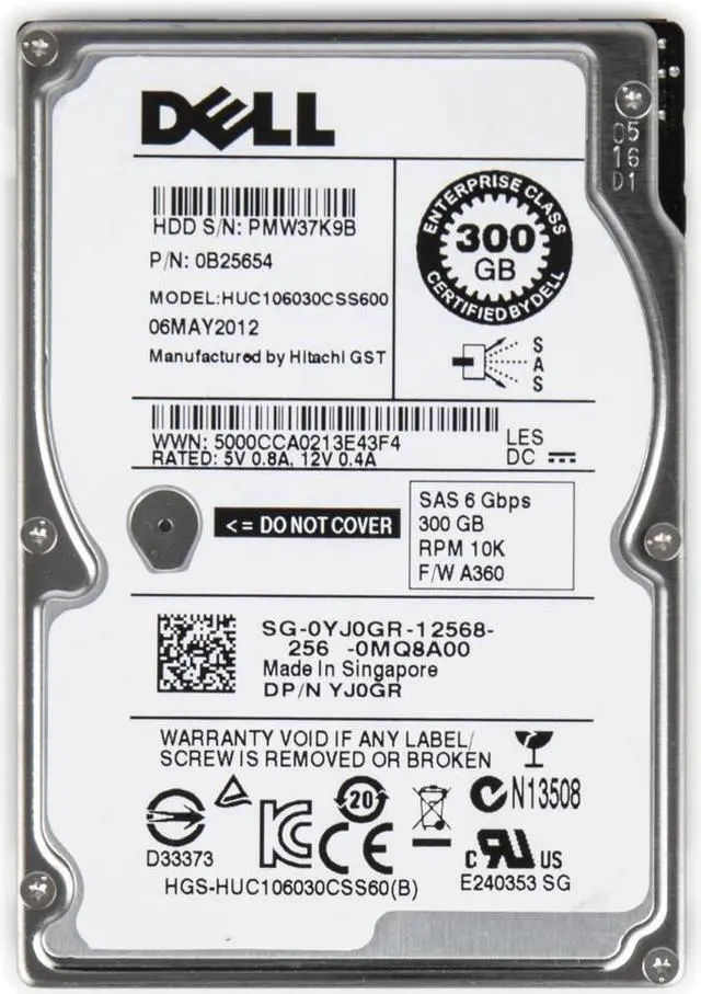 Main image of Dell YJ0GR 300GB 10000 RPM SAS 6Gb/s 2.5" Internal Notebook Hard Drive