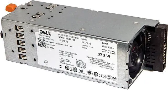 Alt view image 3 of 6 - Dell J98GF Poweredge T610 R710 Redundant 570W Power Supply