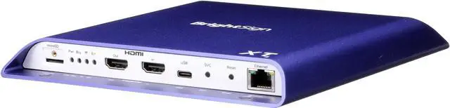Alt view image 3 of 14 - BrightSign XT1144 Expanded I/O Digital Signage Media Player, H.265, 4K/Full HD, HTML5, Dolby Vision, HDR10+, PoE+, Gigabit Eth, GPIO, IR, M.2 SSD PCIe, Serial, Dual USB, Live TV Playback