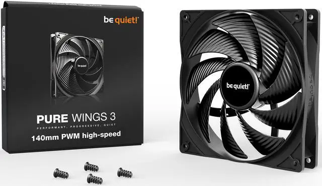 Alt view image 3 of 3 - Pure Wings 3 | 140mm Case Fan | High Performance Cooling Fan | Compatible with Desktop | Low minimum rpm | Low Noise | Black | BL107