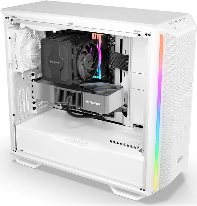 Alt view image 5 of 7 - be quiet! Dark Base 701 Mid Tower PC Case | Mesh Front | Airflow Optimized | 3 Pre-Installed Silent Wings 4 Fans | ARGB Lighting with Controller | Tempered Glass | PWM and ARGB Hub | White