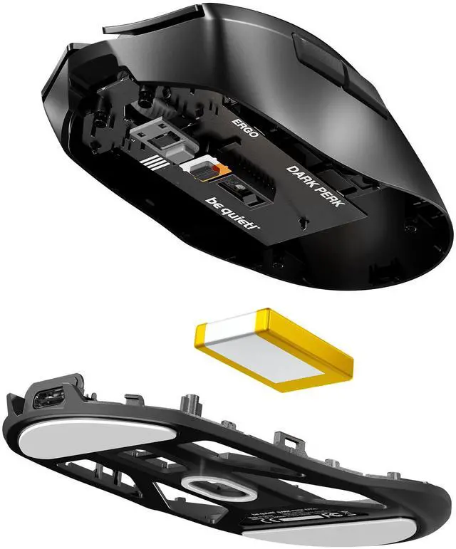 Alt view image 5 of 7 - be quiet! Dark Perk Ergo PC mouse | 55g lightweight | ultra-long wireless battery life | 8,000Hz polling rate | PixArt PAW3950 sensor | 32,000 DPI | optical 70m switches | 100% PTFE glide skates
