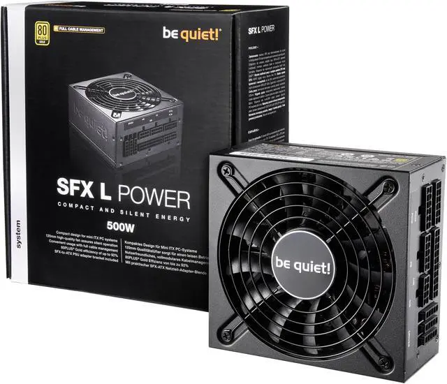 Alt view image 3 of 4 - be quiet! SFX L Power 500W | 80 PLUS Gold efficiency power supply | Full cable management |Quiet operation with 120mm high-quality fan | BN638